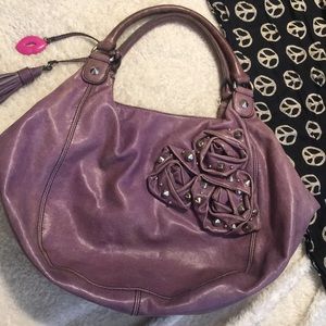 Betsey Johnson purple leather hobo bag